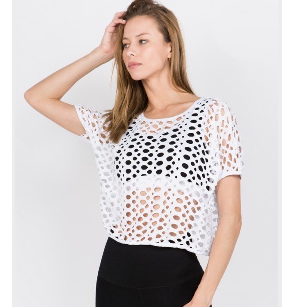 Hole Crop Top White